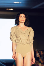 Load image into Gallery viewer, Tailored bodysuit - Khaki Green Linen