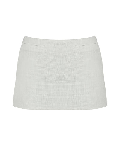 Low Waist Tailoring Mini Skirt Bottom - White Texture