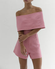Load image into Gallery viewer, Off-Shoulder Romper Top - Salmon Pink Linen
