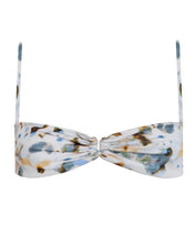 Load image into Gallery viewer, Ruched Loop Bikini Top - White Floral Crepe