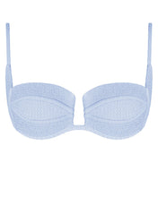 Load image into Gallery viewer, Fixed Strap Structured Bikini Top - Light Blue Crochet