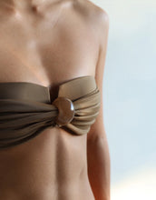 Load image into Gallery viewer, Square Bandeau Ring Bikini Top - Brown