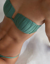 Load image into Gallery viewer, Pleated Bandeau Bikini Top - Leaf Green