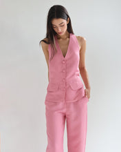 Load image into Gallery viewer, Low Waist Straight Pants Bottom - Salmon Linen