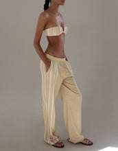 Load image into Gallery viewer, Pleated Bandeau Bikini Top - Banoffee Stripes Crepe
