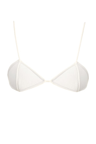 Rhombus-Shaped Bikini Top - Off-White Crinkled