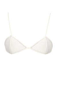 Rhombus-Shaped Bikini Top - Off-White Crinkled