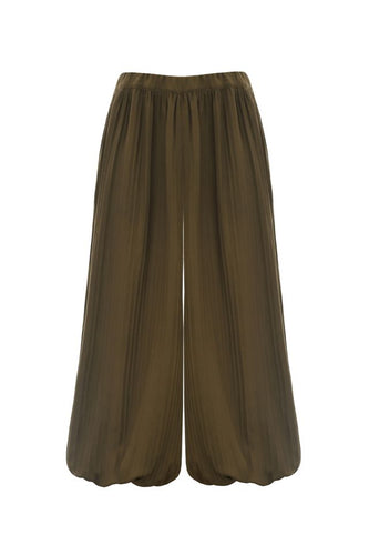 Pleated Alandin Pants Bottom  - Greenish Brown