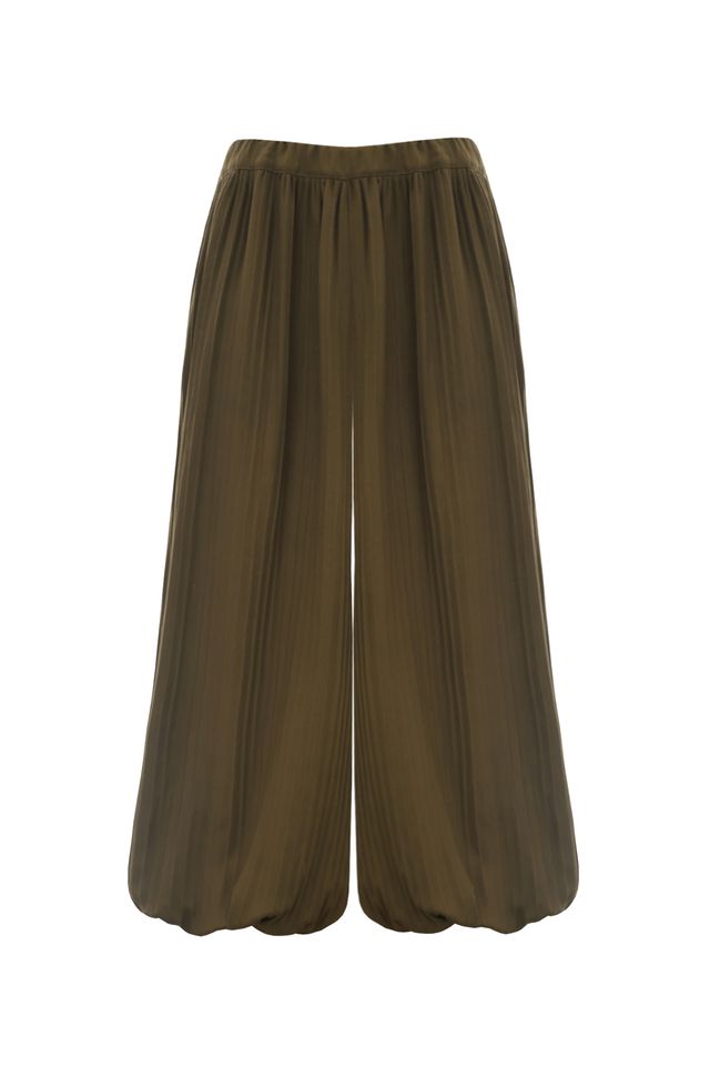 Pleated Alandin Pants Bottom  - Greenish Brown