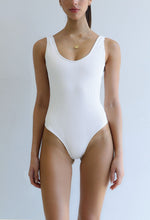 Load image into Gallery viewer, Round Neck Swimsuit - Fluted Off-White