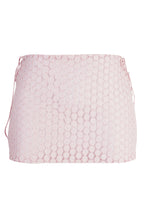 Load image into Gallery viewer, Ruched Mini Skirt with Bias Trim  Bottom – Pink Lace