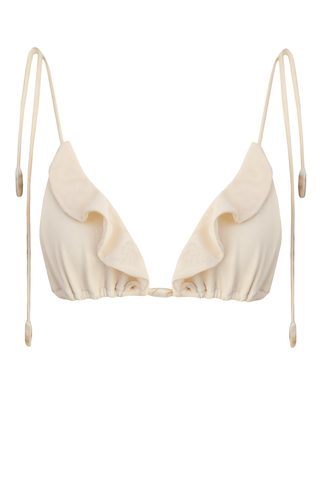 Ruffled Triangle Bikini Top - Creamy Tulle