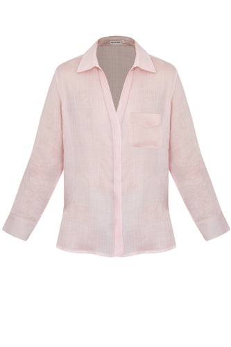 Tailoring Shirt Top - Pink Linen