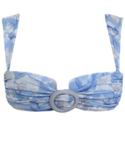 Load image into Gallery viewer, Square Ring Bikini Top - Blue Floral