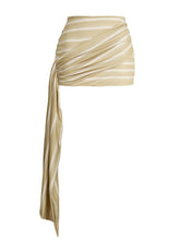 Load image into Gallery viewer, Ruched Mini Skirt Bottom - Banoffee Stripes