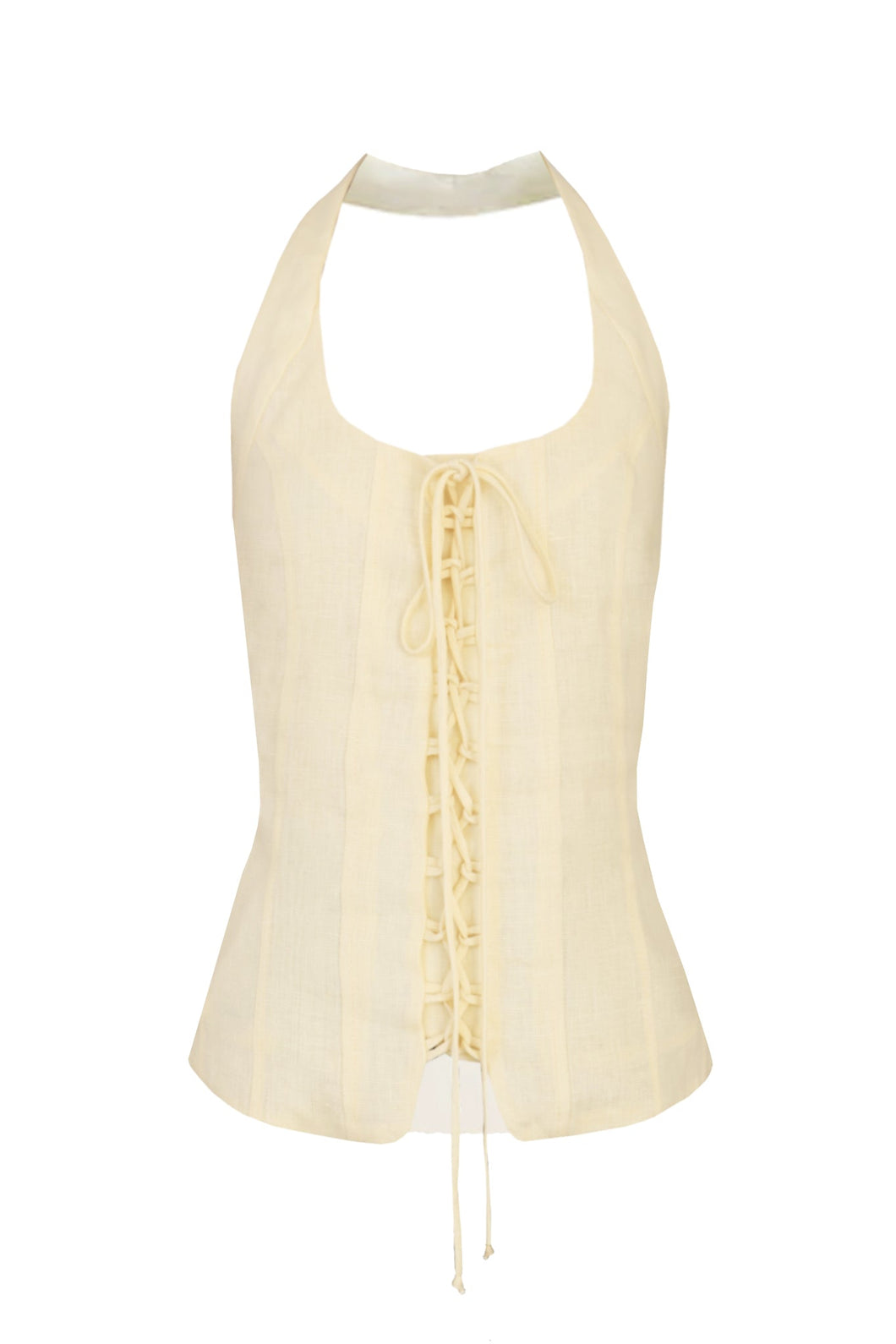 Halter with Bias-Cut Panels Vest Top - Yellow Linen