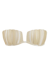 Load image into Gallery viewer, Pleated Bandeau Bikini Top - Banoffee Stripes Crepe