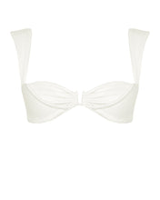 Load image into Gallery viewer, Backstitch Bias Furrowed Bikini Top - Off-White texture