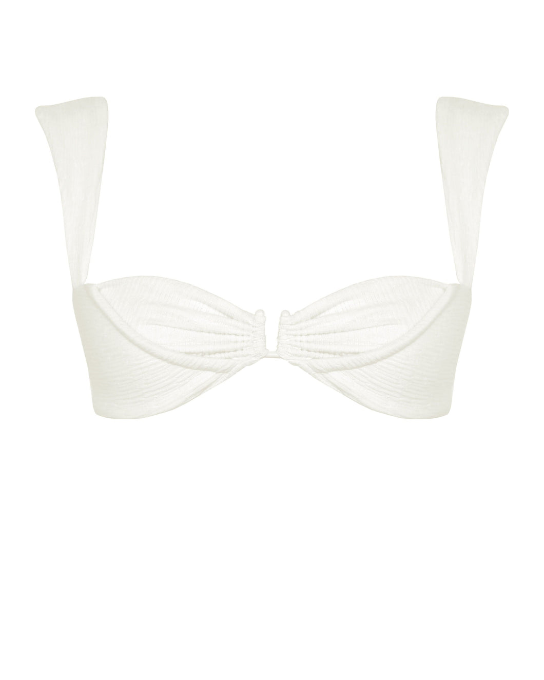 Backstitch Bias Furrowed Bikini Top - Off-White texture