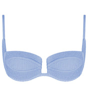 Load image into Gallery viewer, Fixed Strap Structured Bikini Top - Haze Blue Crochet