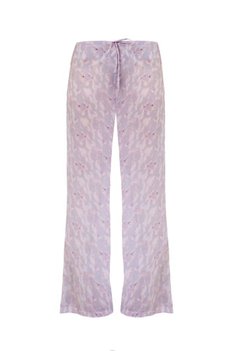 Low-Rise Straight-Leg Pants Bottom - Pink Abstract Print