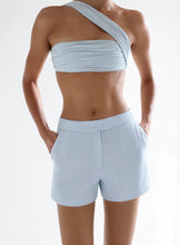 Load image into Gallery viewer, Straight Ruched Strap Bikini Top - Light Blue