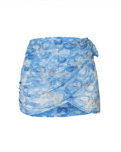 Load image into Gallery viewer, Ruched Mini Pareo Bottom - Blue Floral Tulle
