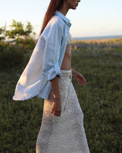 Load image into Gallery viewer, Low Waist Straight Crochet Maxi Skirt Bottom - Off-White Crochet
