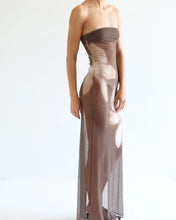 Load image into Gallery viewer, Halter Cover Up - Brown Floral Placement Tulle