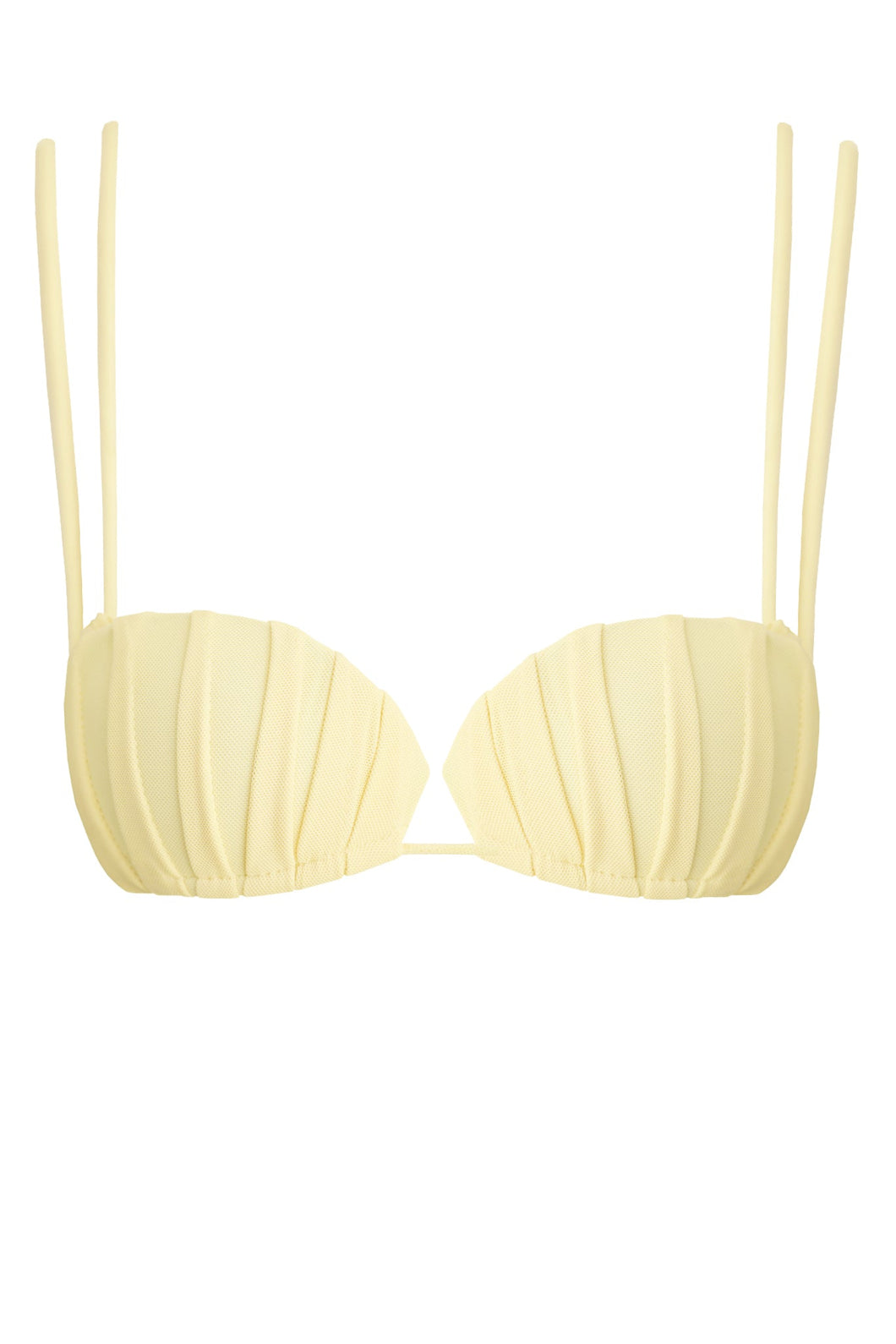 Top Shell Detail Pleats Shell Bikini Top - Yellow Tulle