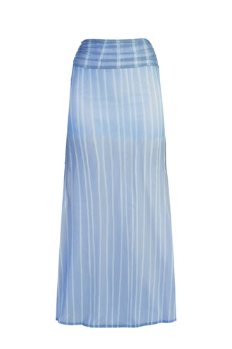 Gathered Skirt Bottom - Blue Striped Print Tulle