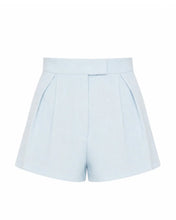 Load image into Gallery viewer, Pleated Shorts Bottom -  Light Blue Linen
