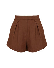 Load image into Gallery viewer, Pleated Shorts Bottom - Earth Brown Linen