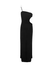 Load image into Gallery viewer, Ruched Slit Dress - Jersey Black