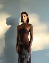 Load image into Gallery viewer, Halter Cover Up - Brown Floral Placement Tulle