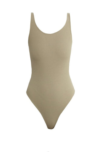 Tank Top Bodysuit - Khaki Piquet