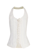 Load image into Gallery viewer, Halter with Bias-Cut Panels Vest Top - Off-white Linen
