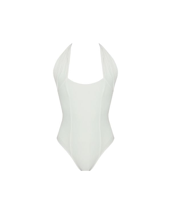 Ruched Tie Swimsuit - Off-White