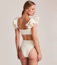 Load image into Gallery viewer, Ruffled Front Knot Bikini Top - Off-White