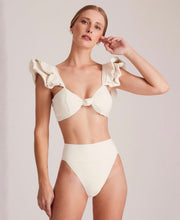 Load image into Gallery viewer, Ruffled Front Knot Bikini Top - Off-White