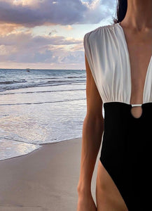 Drop Draped Swimsuit - Off-White