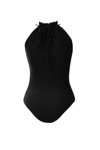 Ruched Neck Swimsuit - Black