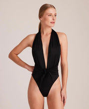 Load image into Gallery viewer, Front Knot Hip Swimsuit - Black