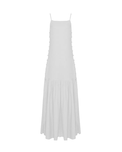 Beach cover-up Side Buttons Tailoring - Off-White Linen