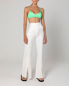 Detail Bar Cut Out Tailoring Pants Bottom - Off-White Linen