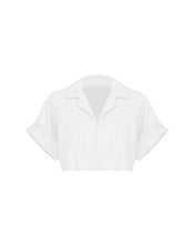 Load image into Gallery viewer, Drop Sleeve Tailoring Short Shirt Top - Off-White Linen