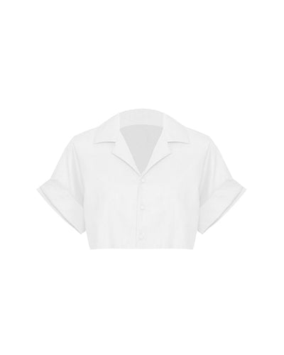 Camisa Curta Manga Drop - Linho Off-White