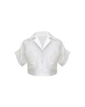 Load image into Gallery viewer, Drop Detail Pocket Tailoring Shirt Top - Off-White Linen