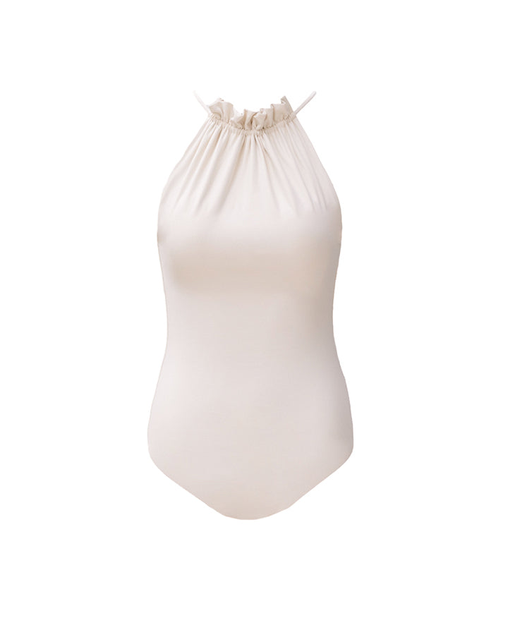 Ruched Neck Swimsuit - Off-White