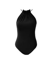 Load image into Gallery viewer, Ruched Neck Swimsuit - Black